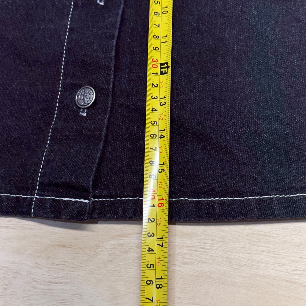 Y2K MGR Button-Front Denim Mini Skirt Black Vintage USA‎ Made A-Line Size 11 - Picture 10 of 10